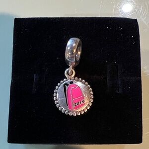 Authentic Pandora 2018 backpack charm, Silver and Pink